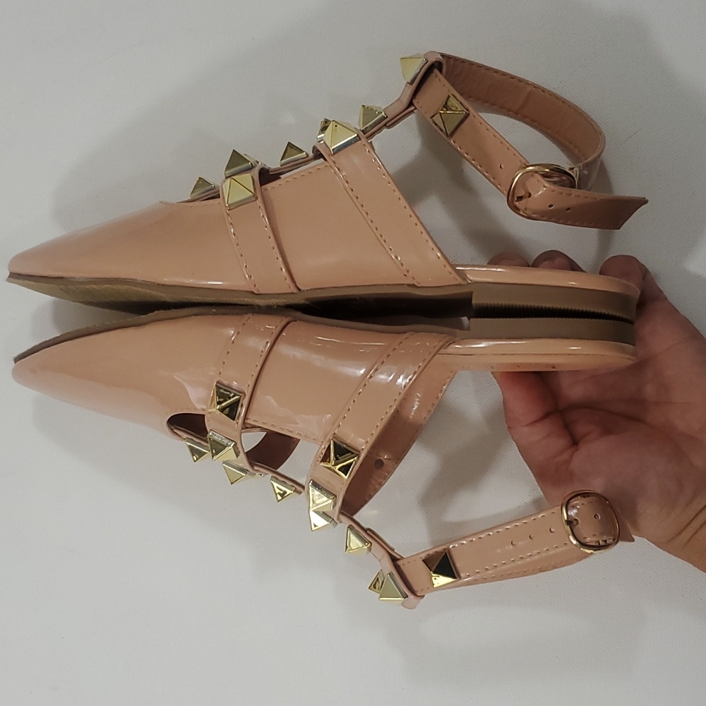 Nicole Miller New York Nude Studded flat mules size 8 - Picture 10 of 16
